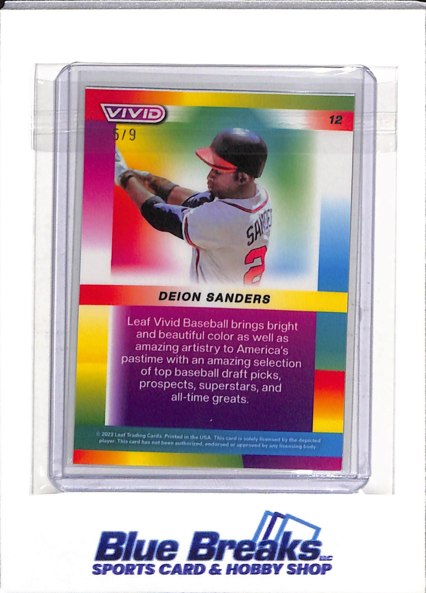 2023 Leaf - Vivid - Rainbow Refractor - Deion Sanders - 5/9 - #12 - Baseball - Giants - drop