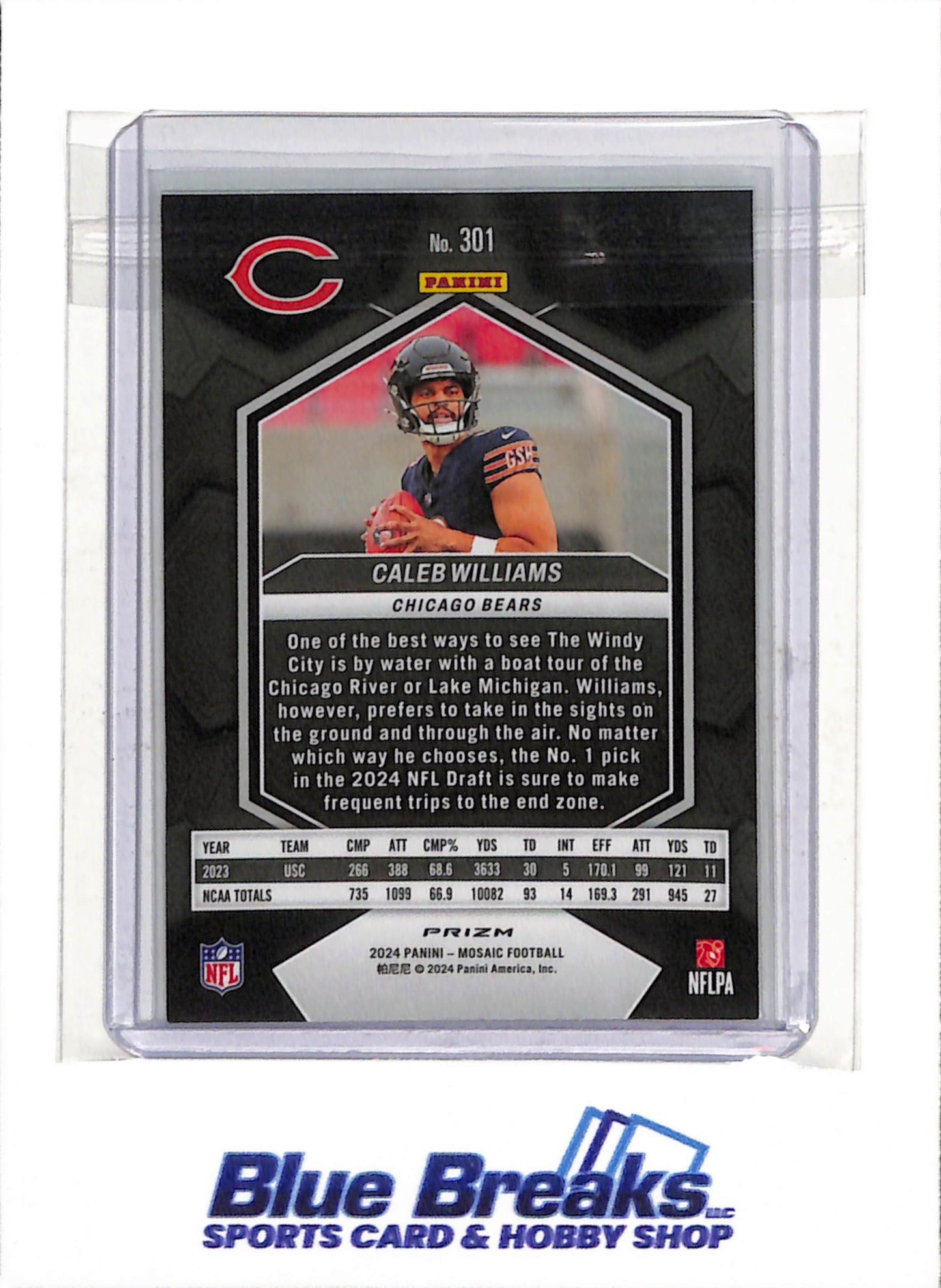 2024 Panini - Mosaic - Rookie Card - Green Geometric - Caleb Williams - #301 - Football - Bears - drop