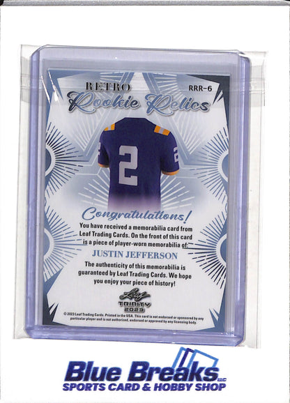 2023 Leaf - Trinity - Retro Rookie Relics - Justin Jefferson - #RRR-6 - Football - Vikings - drop