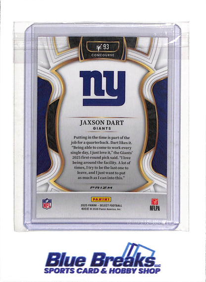 2025 Panini - Prizm - Select - Rookie Card - Pink Raywave - Jaxson Dart - #93 - Football - Giants - drop