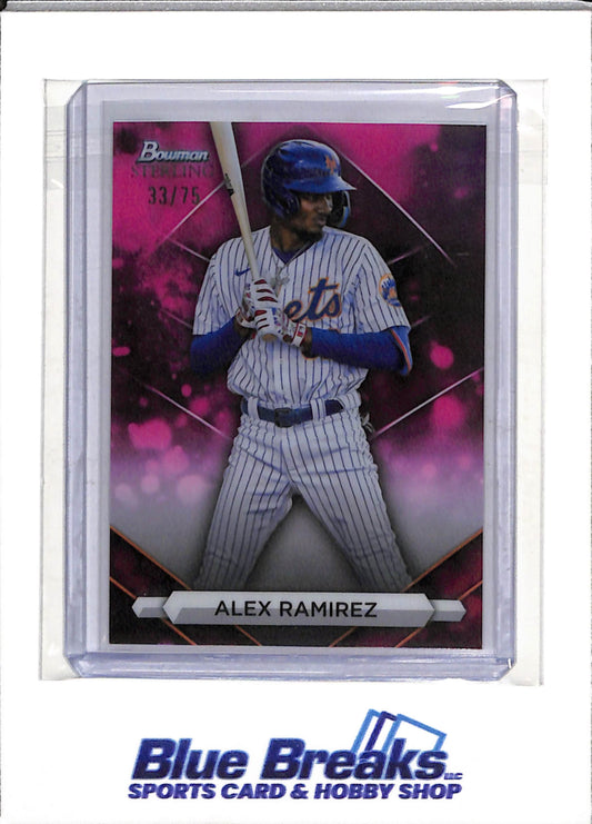 2023 Topps - Bowman Sterling - Pink - Alex Ramirez - 33/75 - #BSP-63- Baseball - Mets - drop
