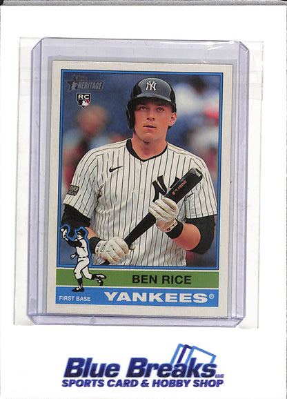 2025 Topps - Heritage - Rookie Card - Ben Rice - #406 - Baseball - Yankees - drop