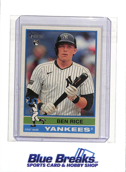 2025 Topps - Heritage - Rookie Card - Ben Rice - #406 - Baseball - Yankees - drop