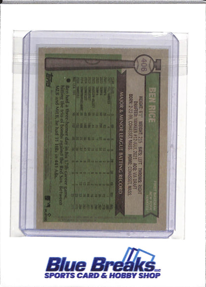 2025 Topps - Heritage - Rookie Card - Ben Rice - #406 - Baseball - Yankees - drop