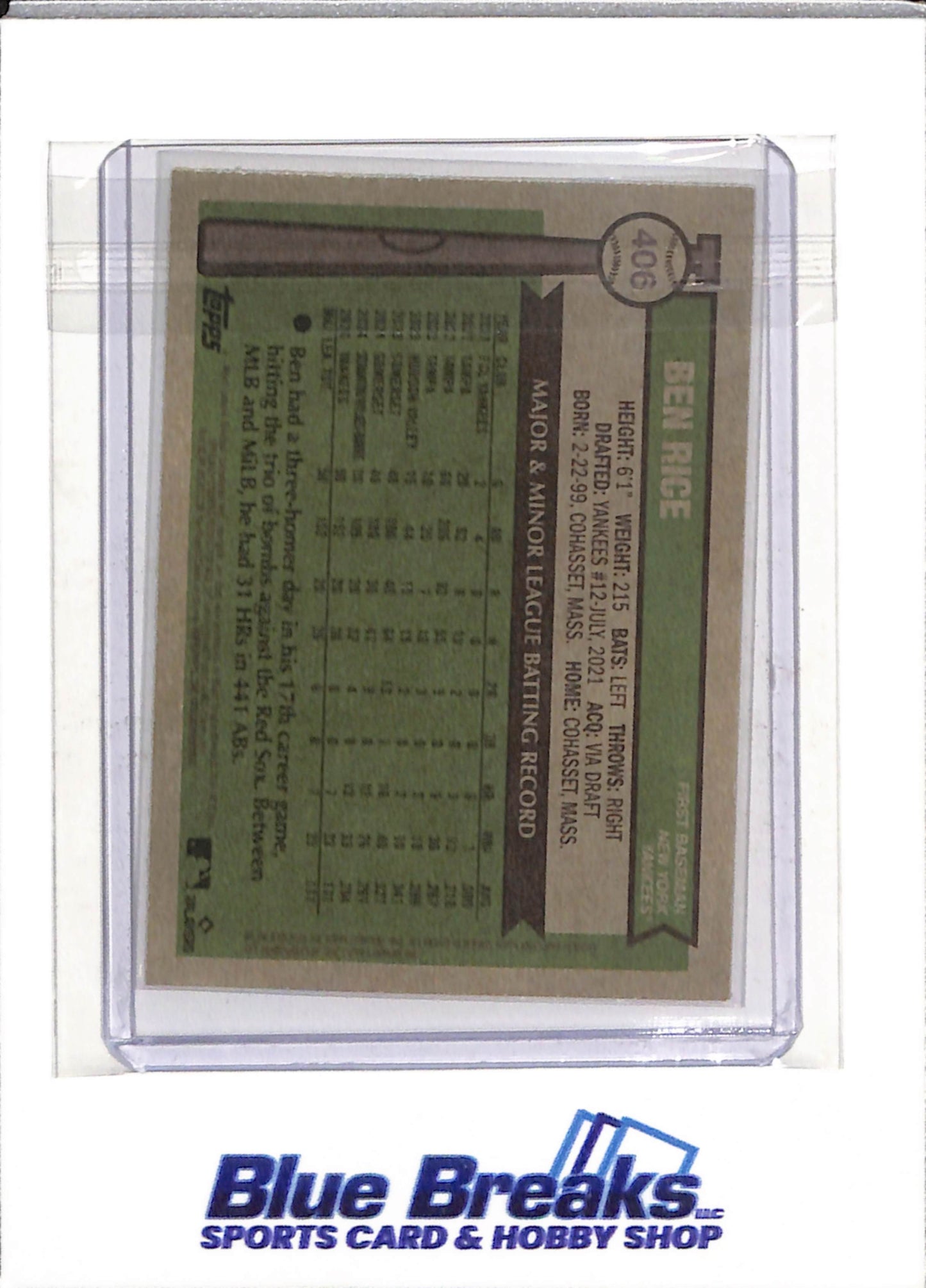2025 Topps - Heritage - Rookie Card - Ben Rice - #406 - Baseball - Yankees - drop