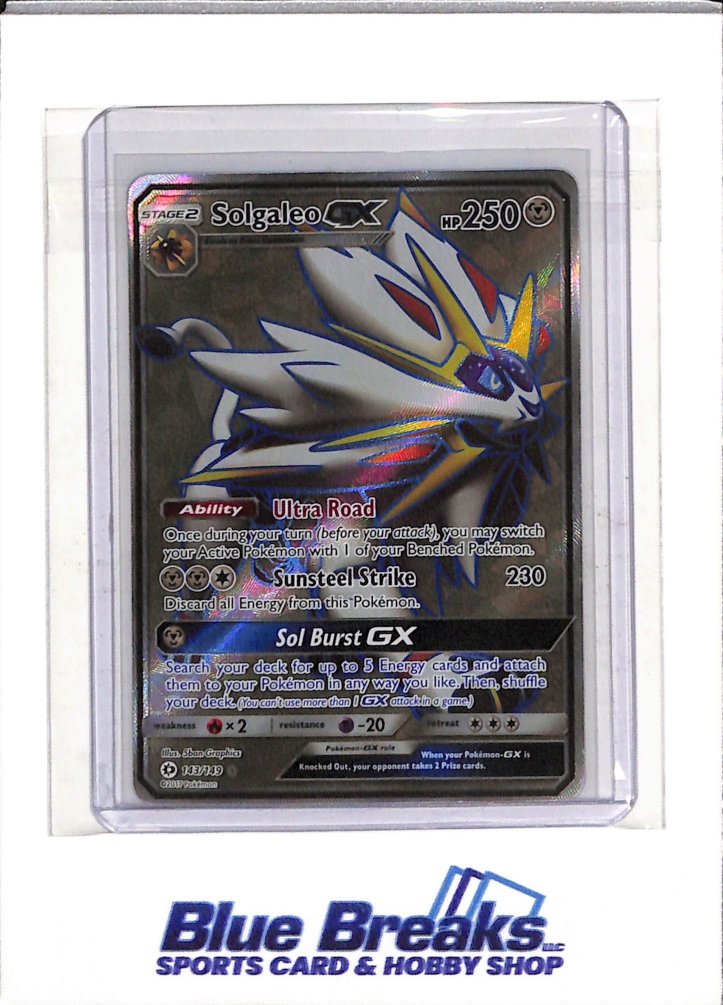 2017 Pokemon - Sun and Moon - Special Illustration Foil - Solgaleo GX - #143/149 - drop