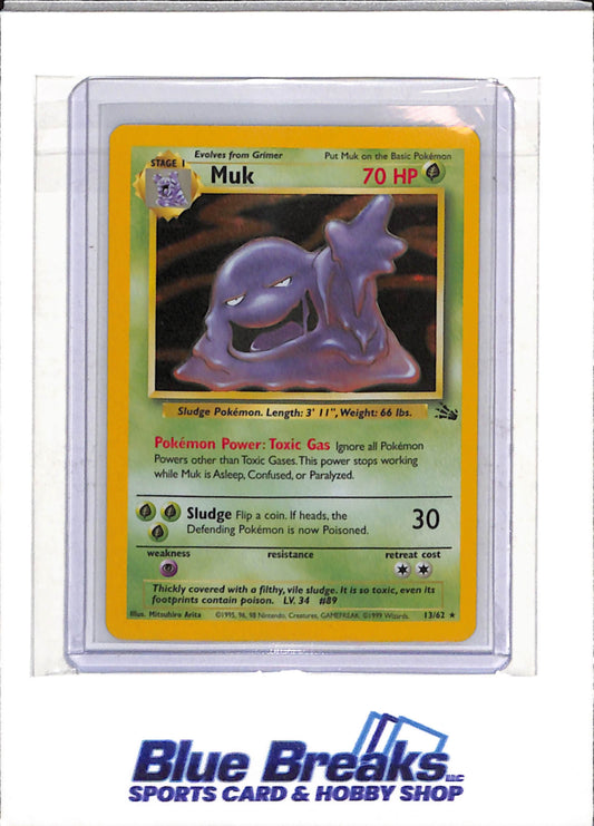 1999 Pokemon - Fossil - Illustration Holo - Muk - #13/62 - drop