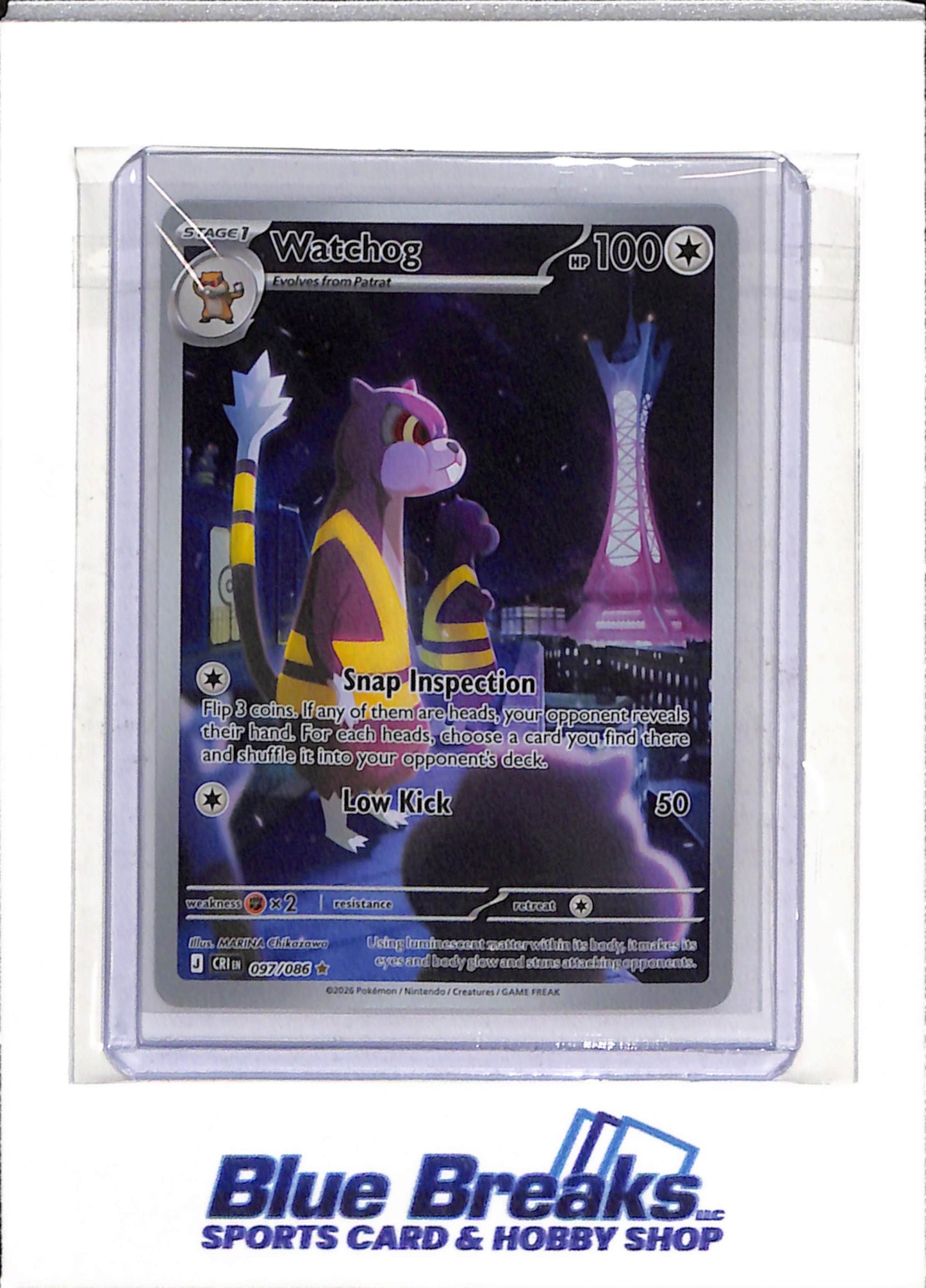 2026 Pokemon - Chaos Rising - Illustration Holo - Watchog - #097/086 - drop