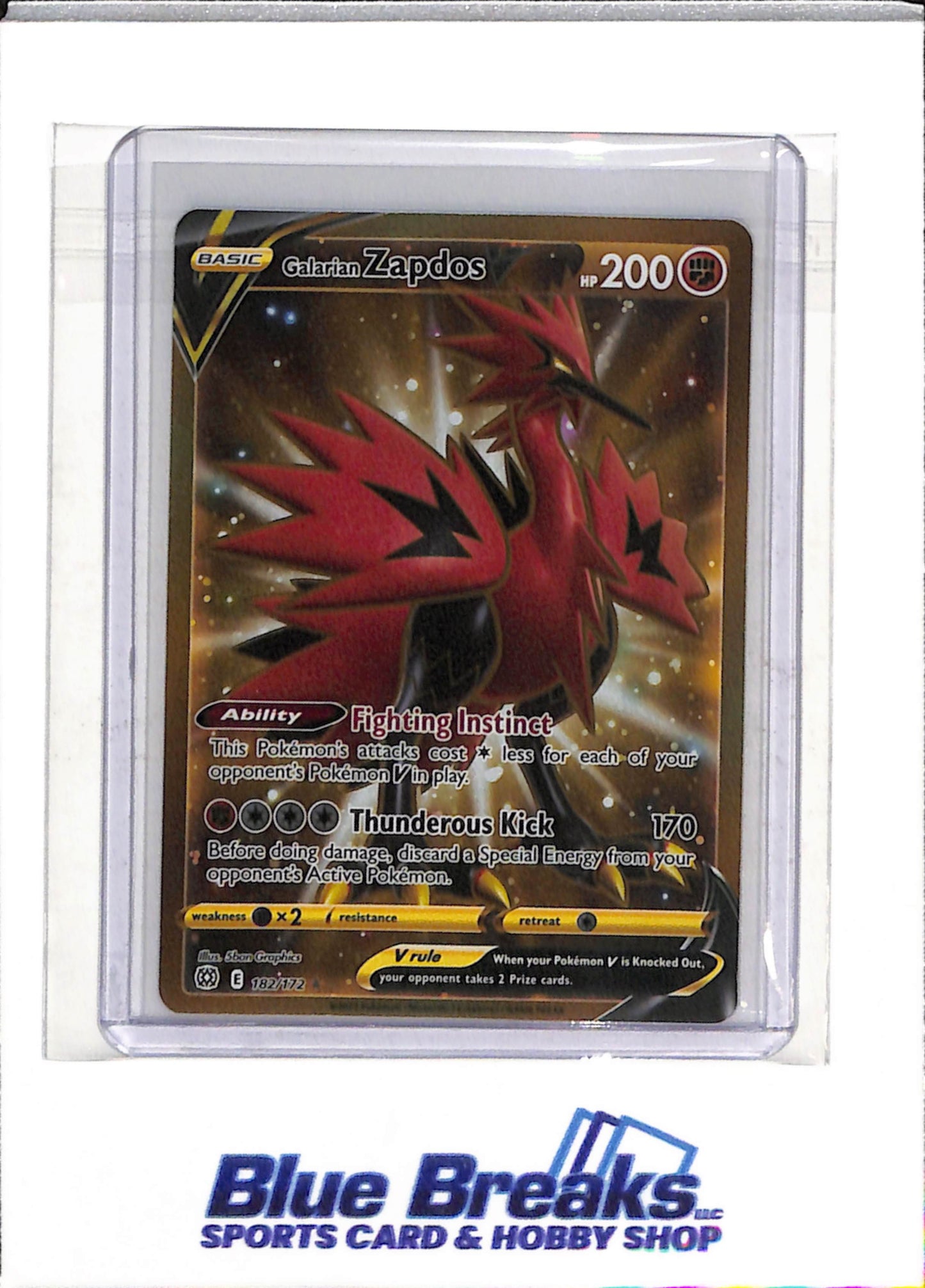 2022 Pokemon - Brilliant Stars - Illustration Rare Foil - Galarian Zapdos V - #182/172 - drop