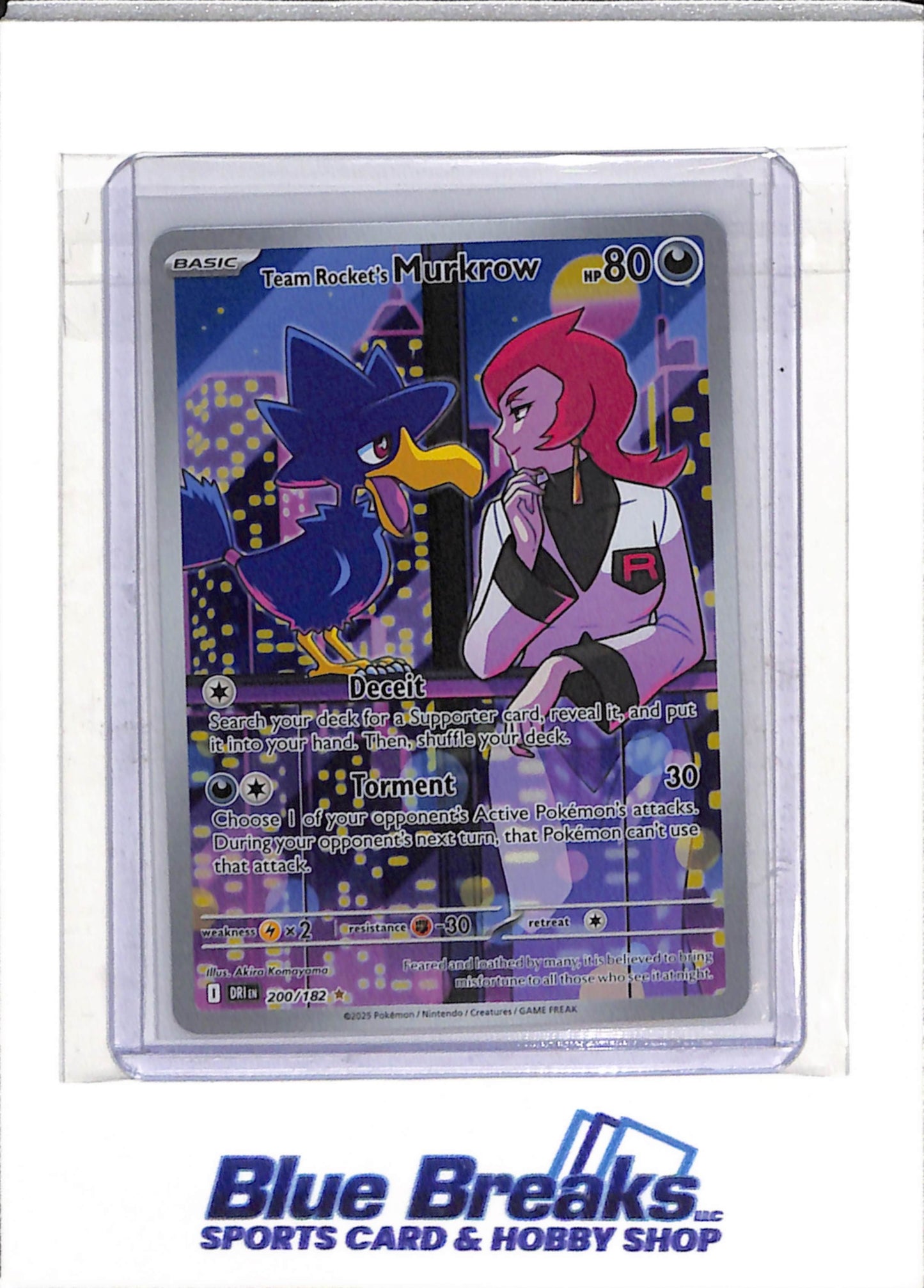 2025 Pokemon - Destined Rivals - Special Illustration Holo - Team Rocket's Murkrow - #200/182 - drop