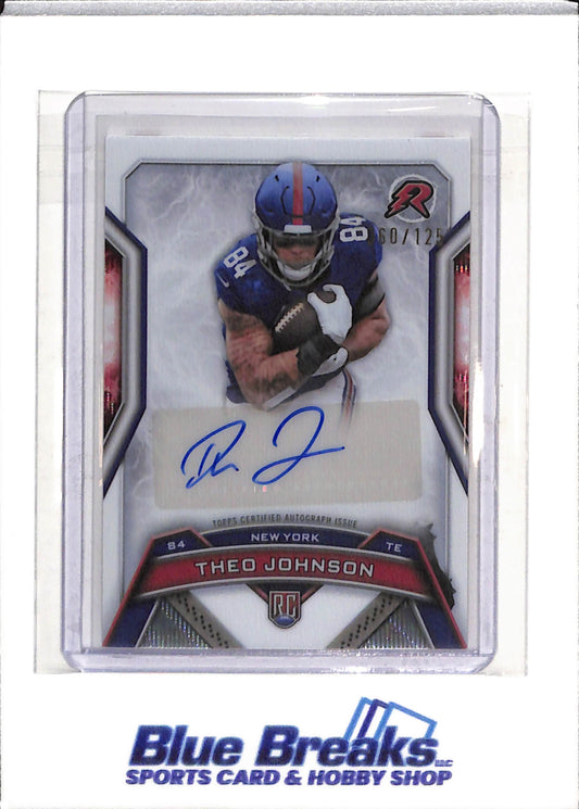 2025 Topps - Resurgence Rookie - Signature Card - Theo Johnson - 060/125 - #RRS-TJ - Football - Giants - drop
