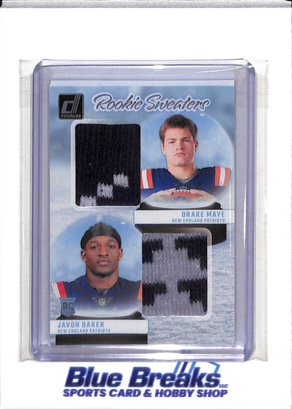 2024 Panini - Donruss - Dual Relic - Rookie Sweaters - Drake Maye - Javon Baker - #RHD-NE - Football - Patriots - drop