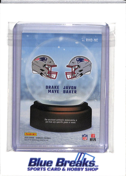 2024 Panini - Donruss - Dual Relic - Rookie Sweaters - Drake Maye - Javon Baker - #RHD-NE - Football - Patriots - drop