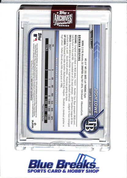 2023 Topps - Archives - Signature Series - Auto - Josh Lowe - 99/99 - #33 - Baseball - Rays