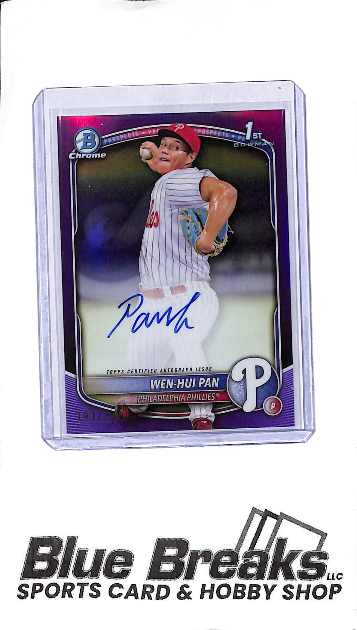 2025 Bowman - Wen-Hui Pan - 1st Bowman Auto - CPA-WP - Purple 191/250 - Baseball - Phillies