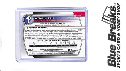 2025 Bowman - Wen-Hui Pan - 1st Bowman Auto - CPA-WP - Purple 191/250 - Baseball - Phillies