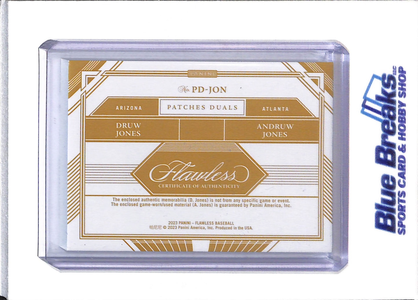 2023 Panini - Flawless - Dual Relic - Druw Jones - Andruw Jones - 02/25 - #PD-JON - Baseball - Cardinals - Braves - drop