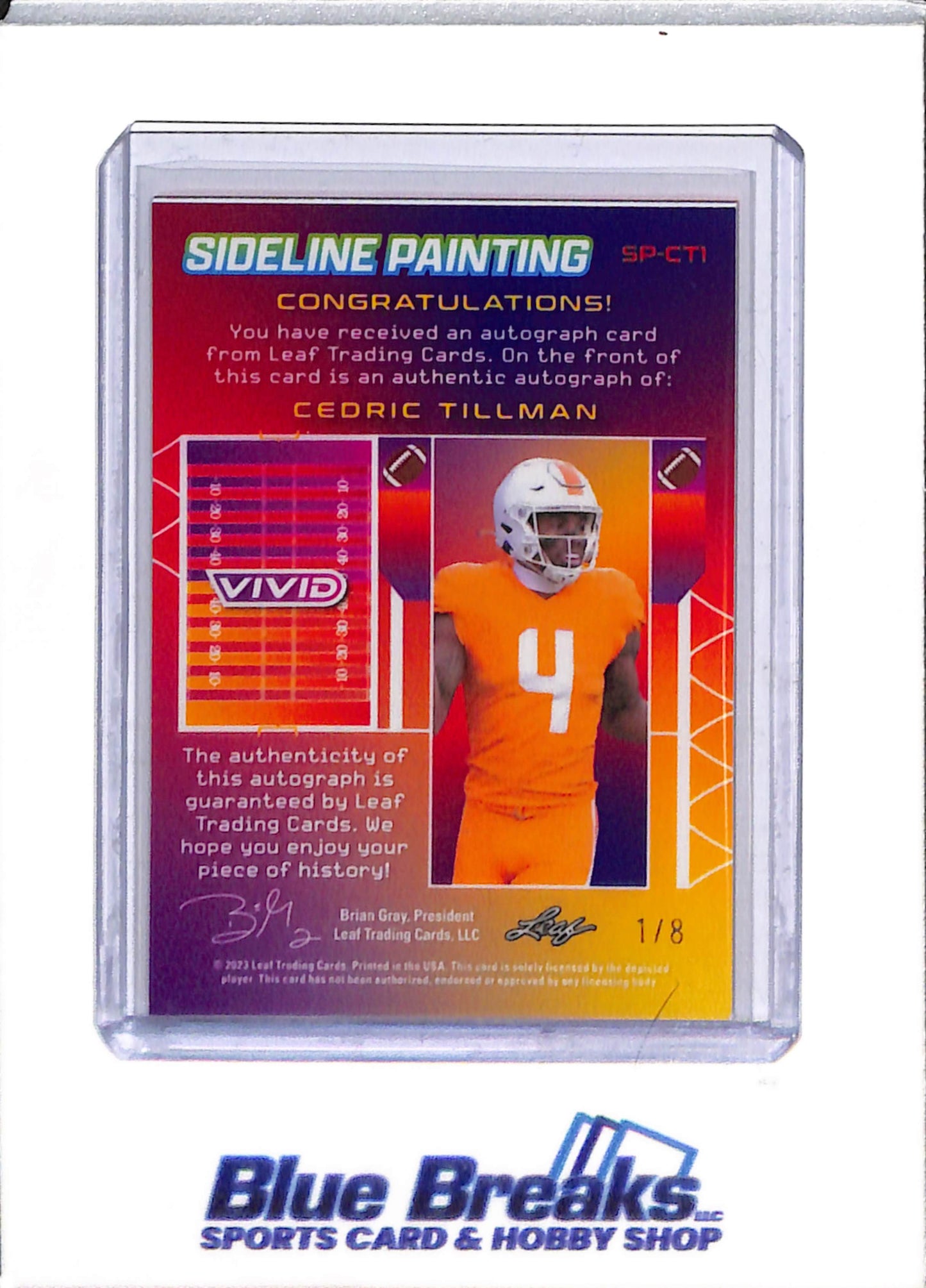 2023 Leaf - Vivid - Sideline Painting - Rookie Card Auto - Cedric Tillman - 1/8 - #SP-CTI - Football - Browns - drop