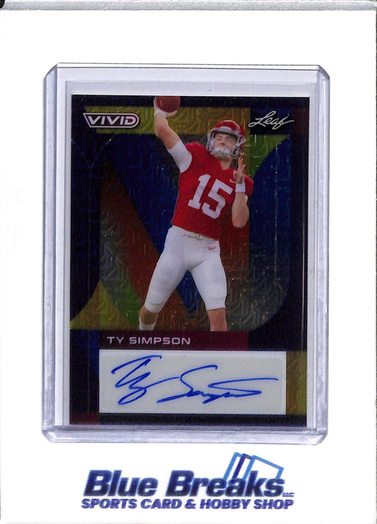 2023 Leaf - Vivid - Refractor - Auto - Ty Simpson - 3/7 - #BA-TS2 - Football - Rams