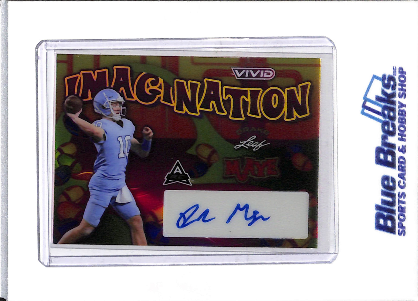 2023 Leaf - Vivid - Imagination - Rookie Card - Auto - Drake Maye - 5/10 - #VI-DM1 - Football - Patriots - drop