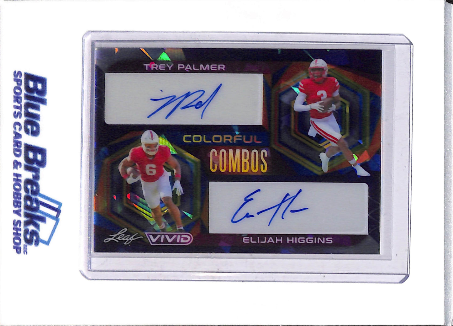 2023 Leaf - Vivid - Colorful Combos - Autos - Trey Palmer - Elijah Higgins - 5/7 - #CC-46 - Football - Saints - Cardinals - drop