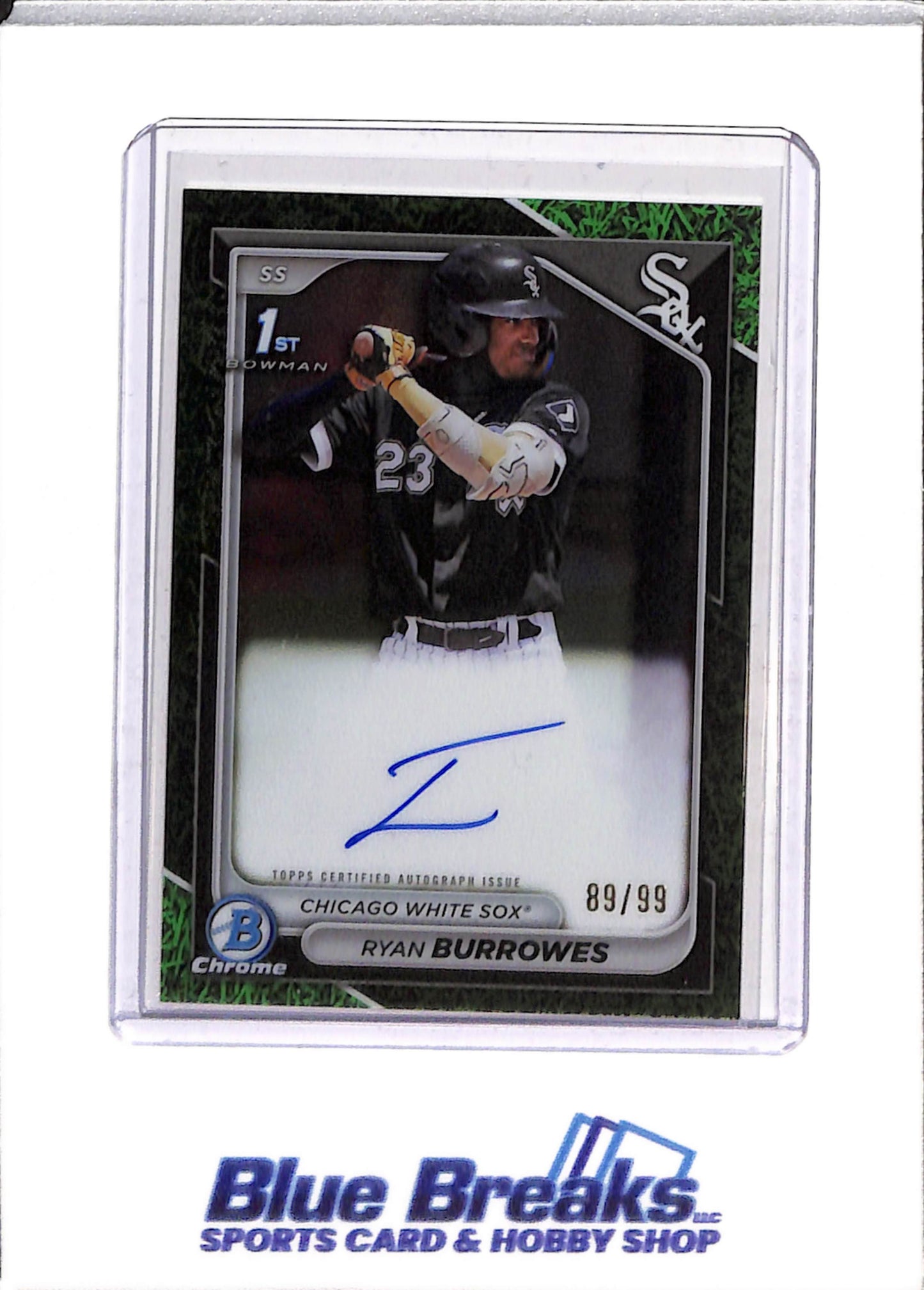2024 Topps - Bowman Chrome - 1st - Grass Border - Auto - Ryan Burrowes - #89/99 - #CPA-RBU - Baseball - White Sox - drop