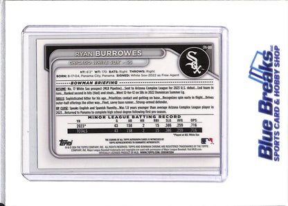 2024 Topps - Bowman Chrome - 1st - Grass Border - Auto - Ryan Burrowes - #89/99 - #CPA-RBU - Baseball - White Sox - drop