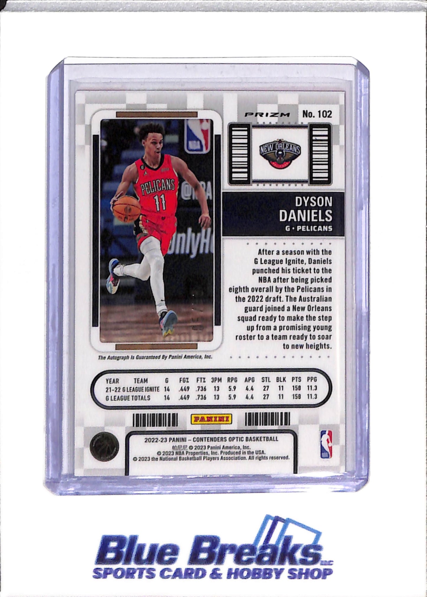 2022-23 Panini - Contenders Optic - Rookie Ticket - Auto - Dyson Daniels - 05/99 - #102 - Basketball - Pelicans - drop