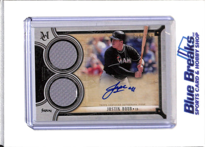 2018 Topps - Signature Swatches - Dual Relic - Auto - Justin Bour - 115/299 - #DRA-JB - Baseball - Marlins - drop