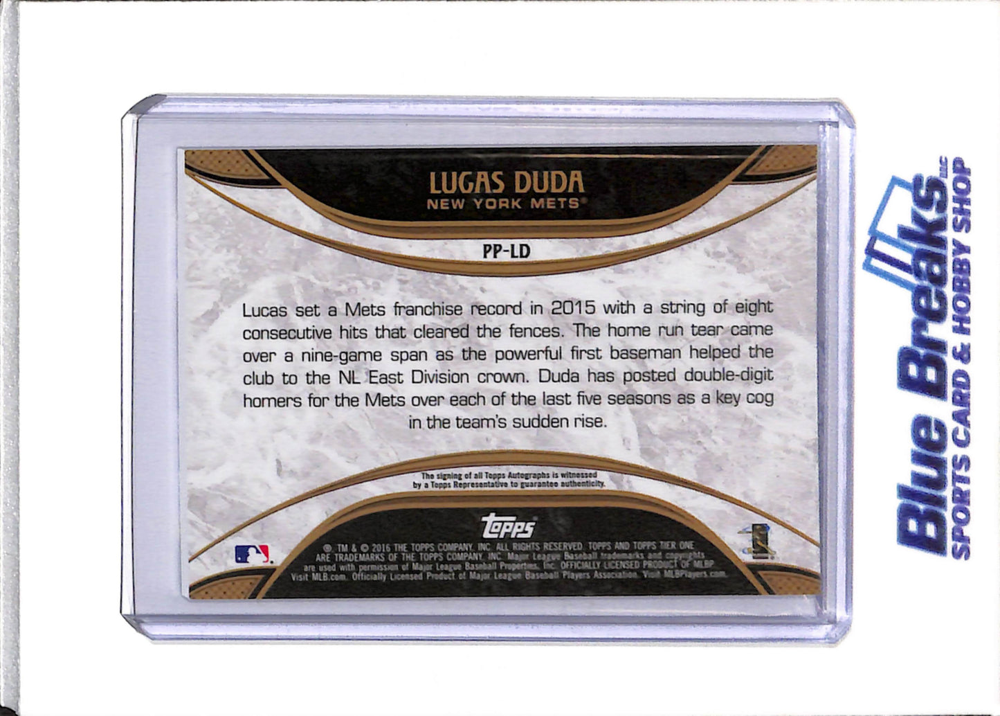 2016 Topps - Tier One - Auto - Prime Performers - Lucas Duda - 122/249 - #PP-LD - Baseball - Mets - drop
