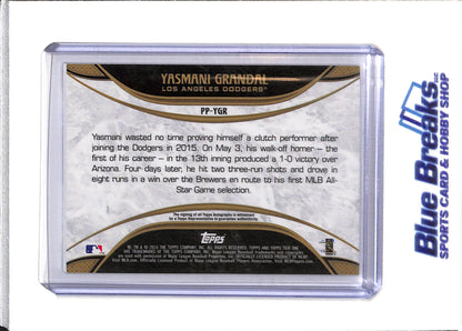 2016 Topps - Tier One - Prime Performers - Auto - Yasmani Grandal - 234/249 - #PP-YGR - Baseball - Dodgers - drop