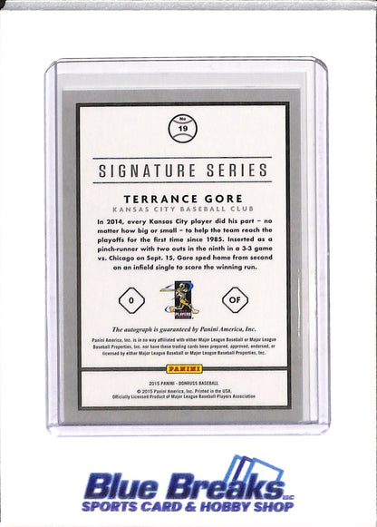 2015 Panini - Donruss - Signature Series - Rookie Card - Auto - Terrance Gore - #19 - Baseball - Royals - drop