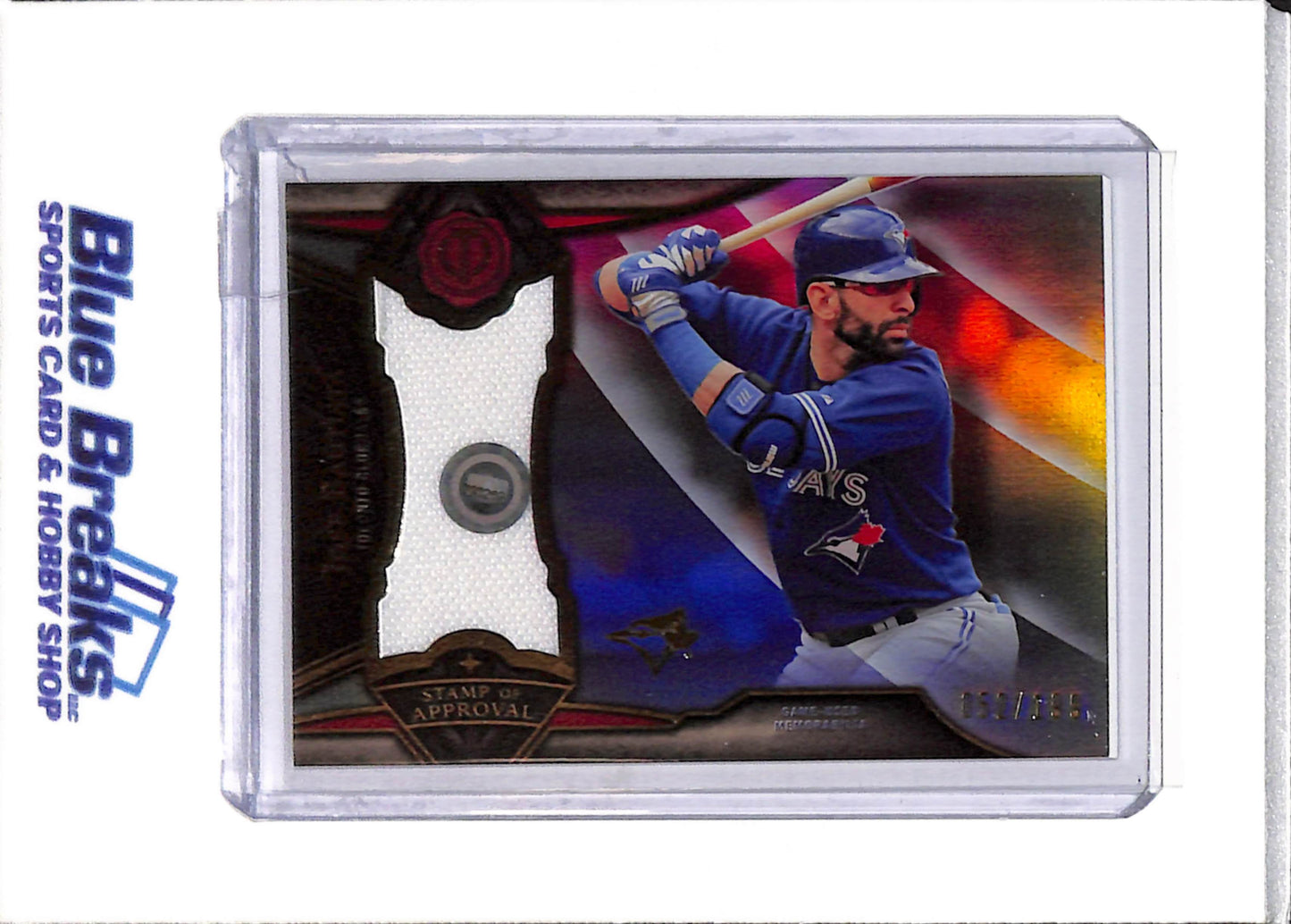 2016 Topps - Tribute - Stamp of Approval - Relic - Jose Bautista - 052/199 - #SOA-JB - Baseball - Blue Jays - drop
