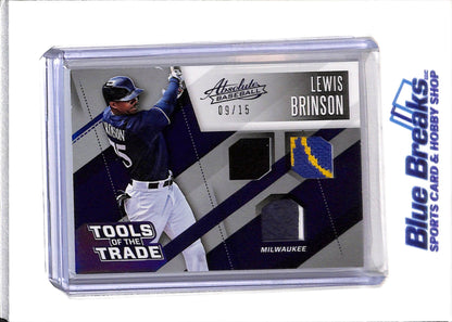 2017 Panini - Absolute Baseball - Tools of the Trade - Triple Relic - Lewis Brinson - 09/15 - #TTMT-LB - Baseball - Brewers - drop