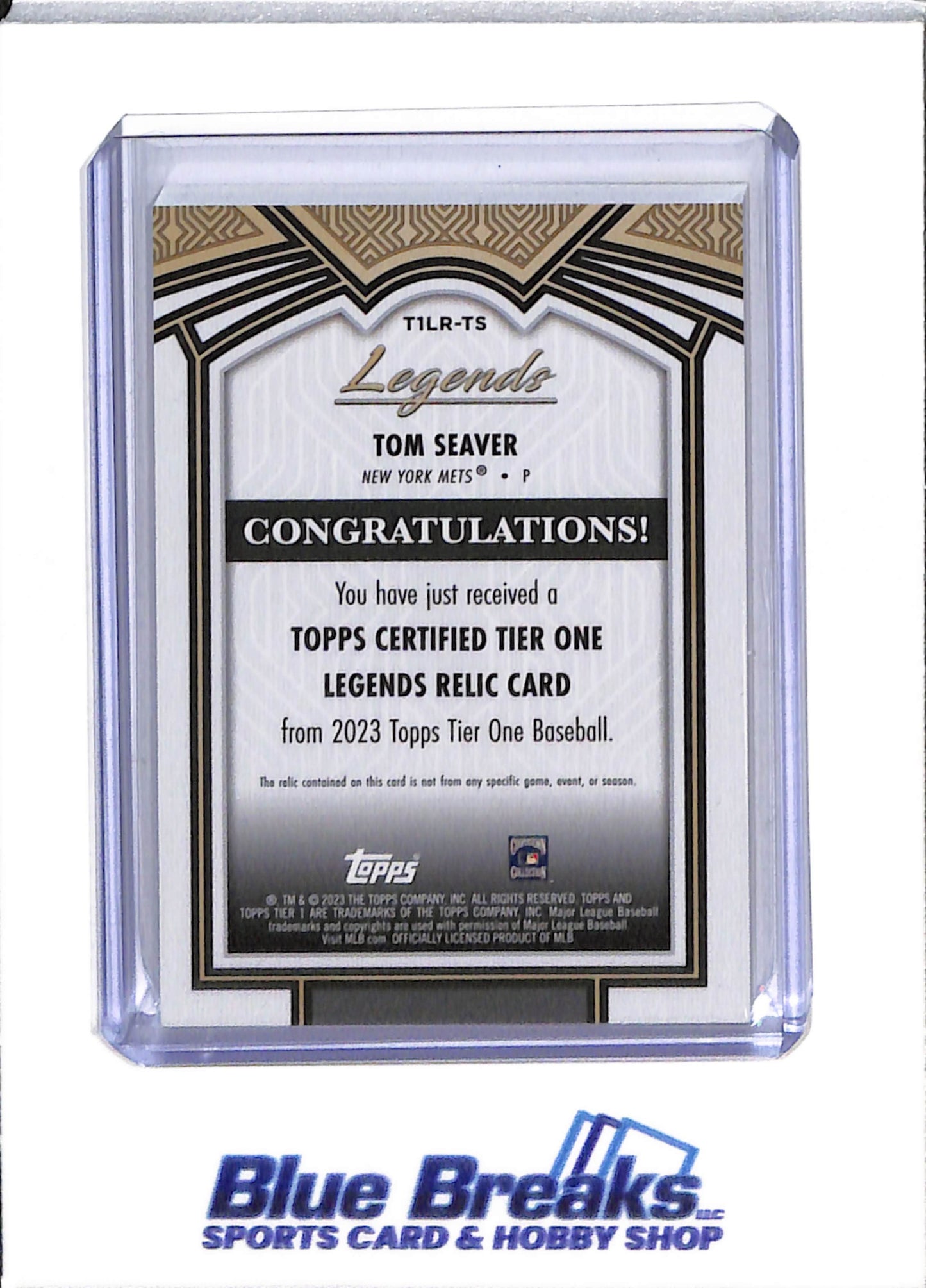 2023 Topps - Tier One - Legends - Relic Card - Tom Seaver - 017/200 - #T1LR-TS - Baseball - Mets - drop