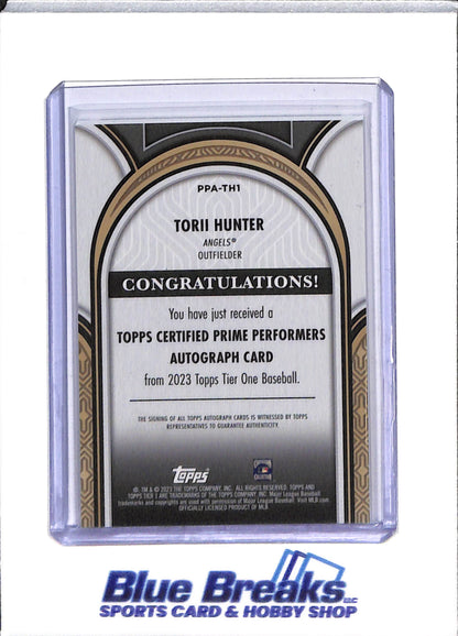 2023 Topps - Tier One - Auto - Torii Hunter - #130/175 - #PPA-TH1 - Baseball - Angels - drop