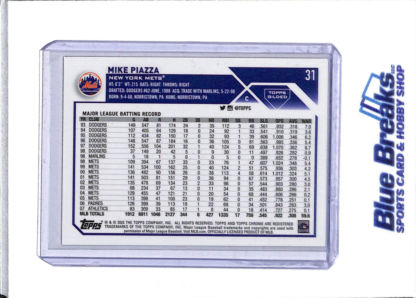 2023 Topps - Chrome - Gold Foil - Mike Piazza - 24/75 - #31 - Baseball - Mets - drop