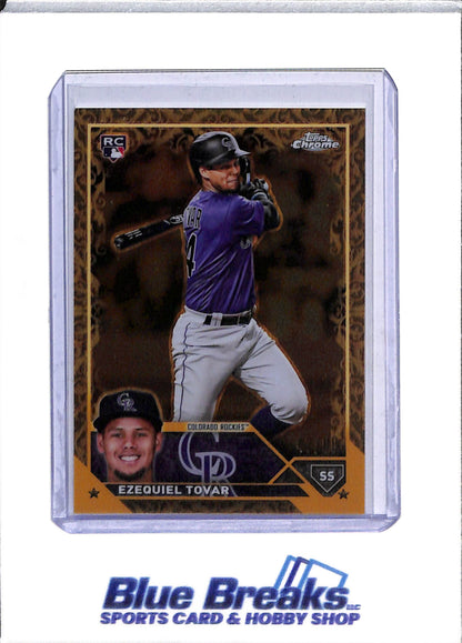2023 Topps - Chrome - Rookie Card - Gold Foil - Ezwquiel Tavar - 47/99 - #105 - Baseball - Rockies - drop