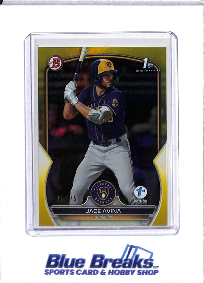 2023 Bowman - 1st - Yellow Foil - Jace Avina - 18/75 - #BPPF-150 - Baseball - Brewers - drop