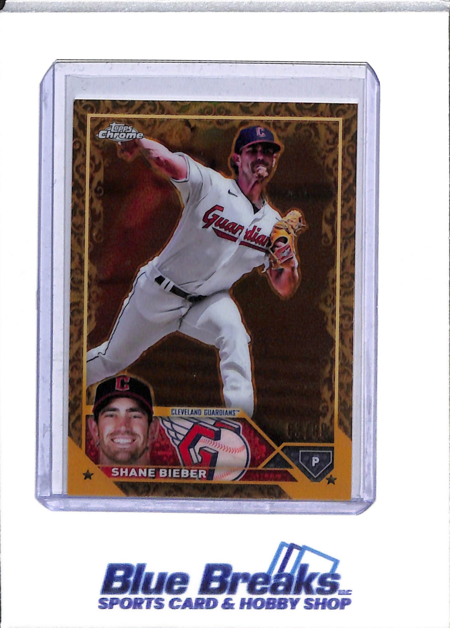 2023 Topps - Chrome - Gold Holo - Shane Bieber - 83/99 - #108 - Baseball - Guardians - drop