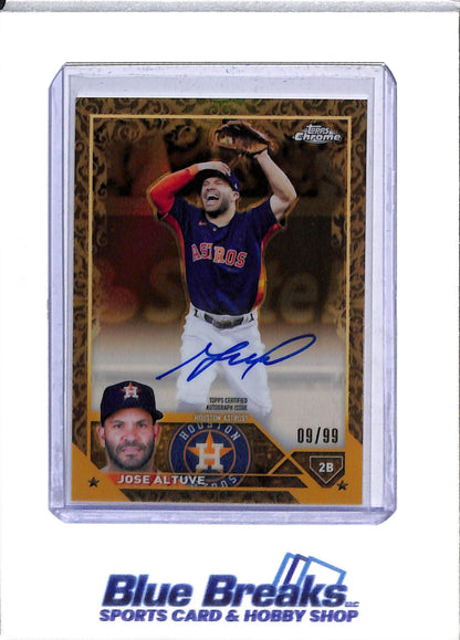 2023 Topps - Chrome - Auto - Gold Foil - Jose Altuve - 09/99 - #CGA-JAL - Baseball - Astros - drop