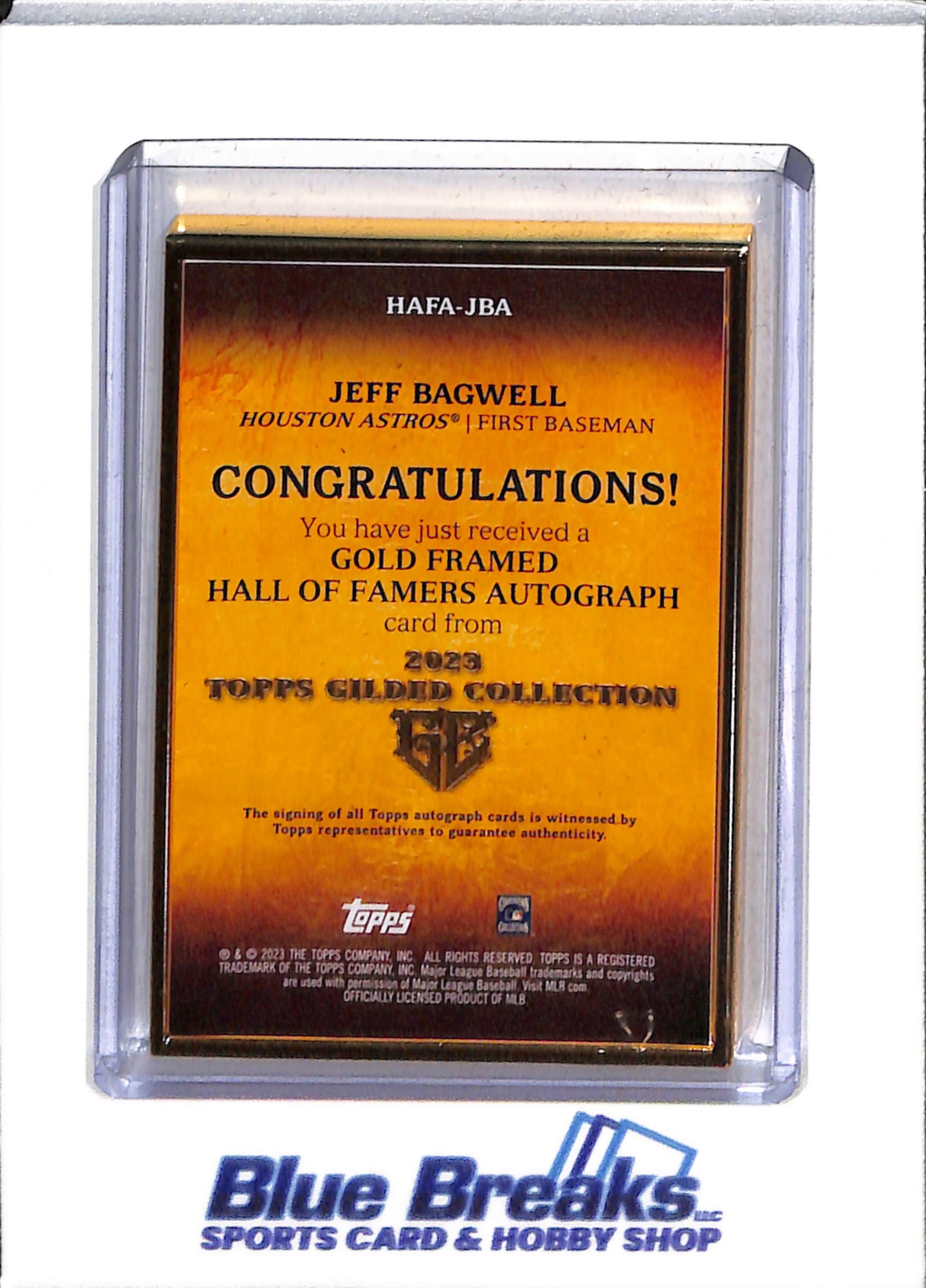 2023 Topps - Gilded Collection - Gold Framed - Auto - Jeff Bagwell - 10/50 - #HAFA-JBA - Baseball - Astros - drop