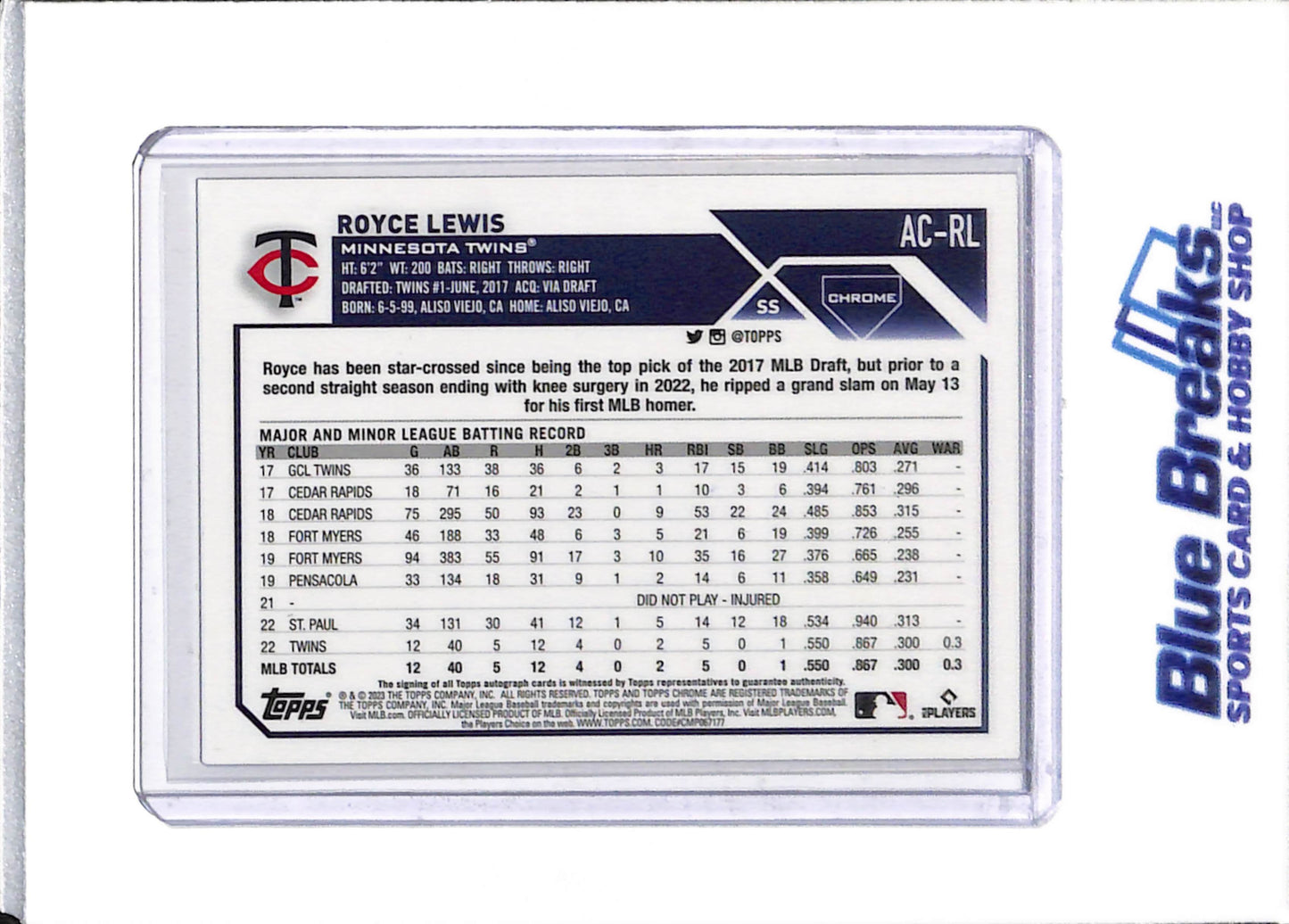 2023 Topps - Chrome - Auto - Royce Lewis - #AC-RL - Baseball - Twins - drop