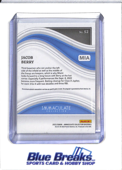 2023 Panini - Immaculate Collection - Relic - Auto - Jacob Berry - 65/99 - #52 - Baseball - Mariners - drop