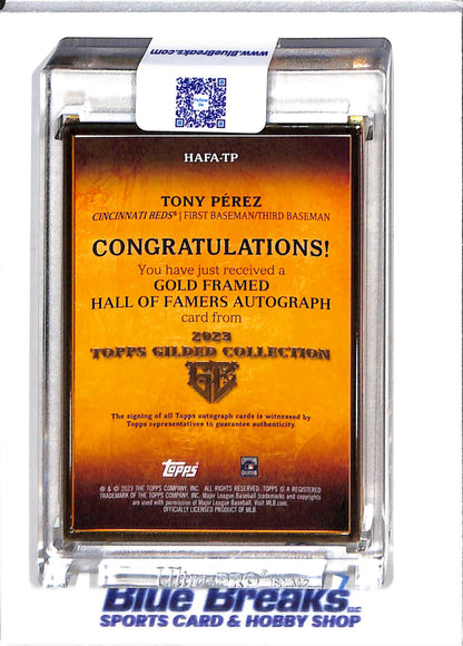 2023 Topps - Gilded Collection - Gold Frame Auto - Tony Perez - 35/50 - #HAFA-TP - Baseball - Reds - drop