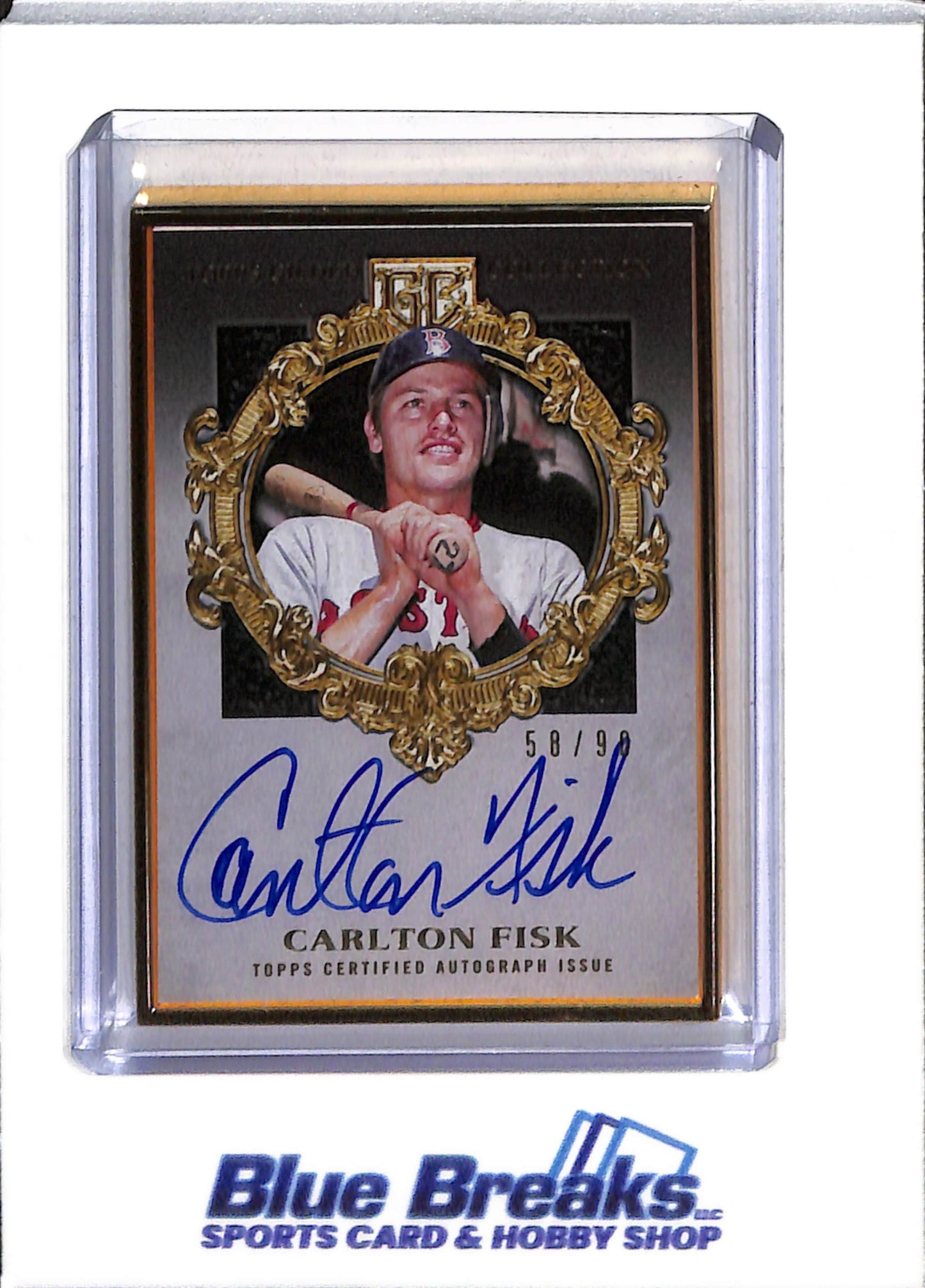 2022 Topps - Gilded Collection - Gold Frame - Auto - Carlton Fisk - 58/99 - #HAFA-CF - Baseball - Red Sox - drop