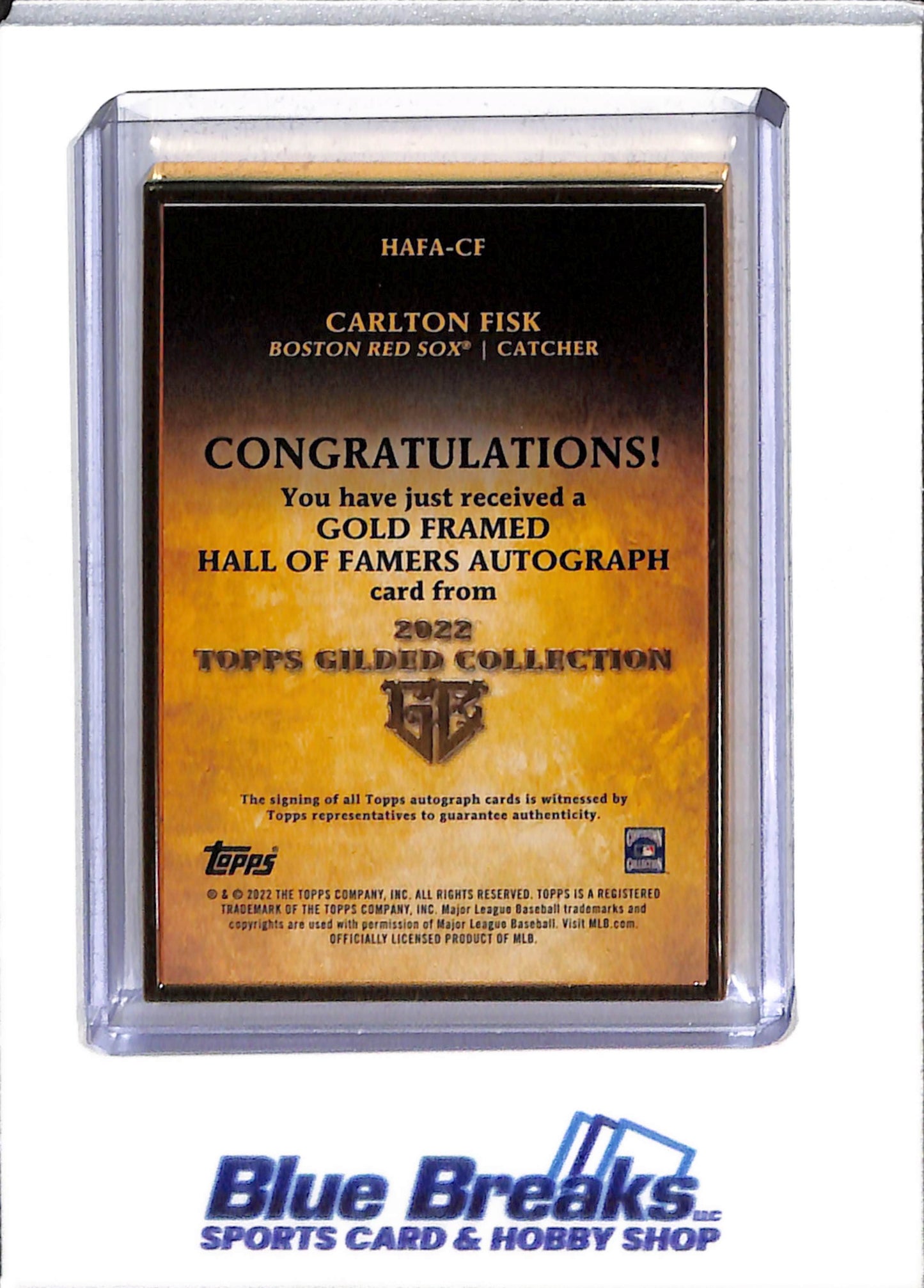 2022 Topps - Gilded Collection - Gold Frame - Auto - Carlton Fisk - 58/99 - #HAFA-CF - Baseball - Red Sox - drop
