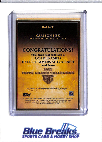 2022 Topps - Gilded Collection - Gold Frame - Auto - Carlton Fisk - 58/99 - #HAFA-CF - Baseball - Red Sox - drop