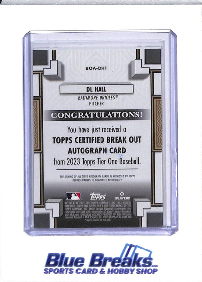 2023 Topps - Tier One - Break Out - Rookie Card Auto - DL Hall - 228/299 - #BOA-DH1 - Baseball - Orioles - drop