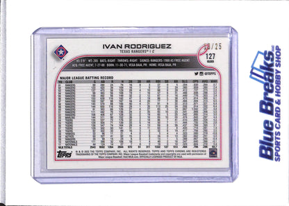2022 Topps - Chrome - Gold Raywave - Ivan Rodriguez - 13/25 - Baseball - Rangers - drop